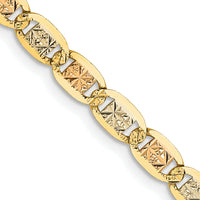 14k 3.8mm Tri-color Gold PavÃ© Valentino Chain-PVL080-20