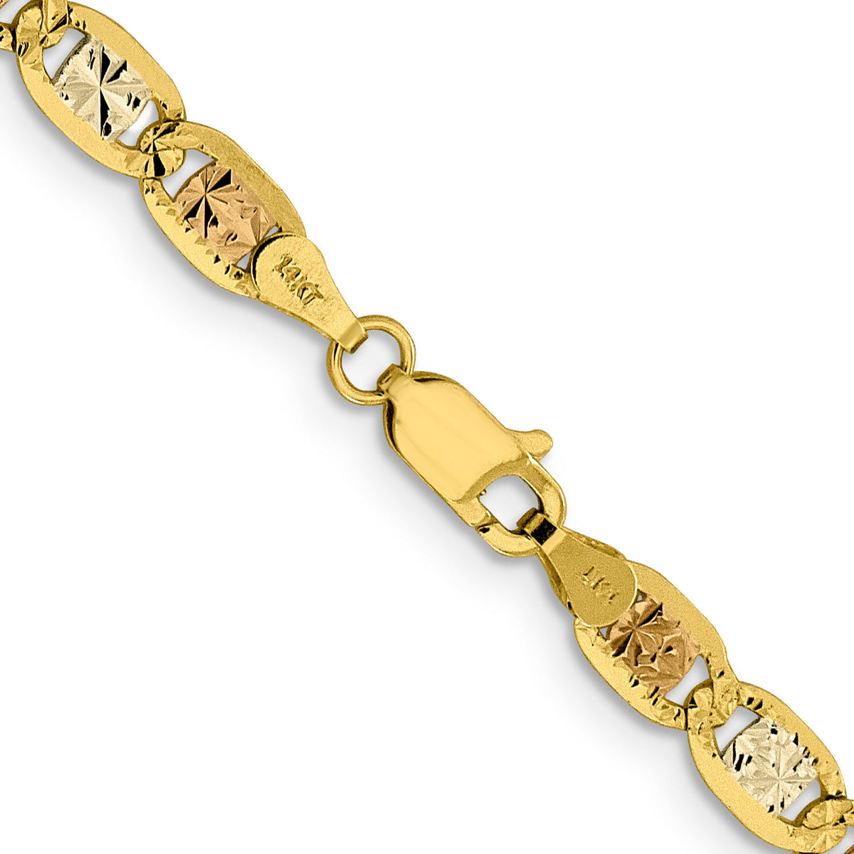 14k 4.65mm Tri-color Gold PavÃ© Valentino Chain-PVL100-26