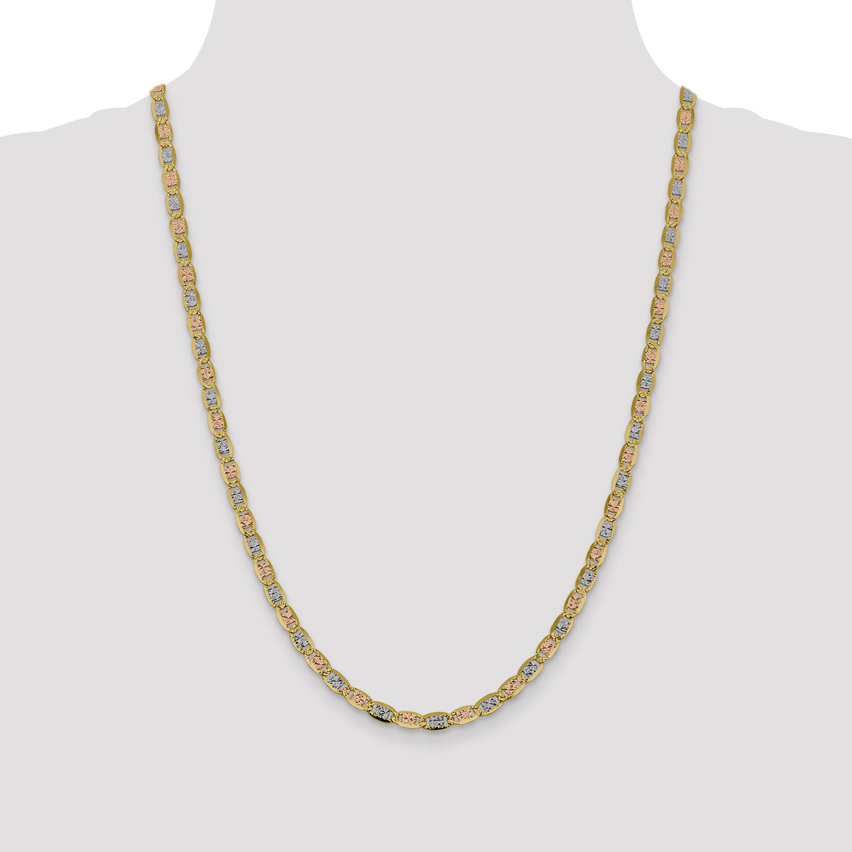 14k 4.65mm Tri-color Gold PavÃ© Valentino Chain-PVL100-24