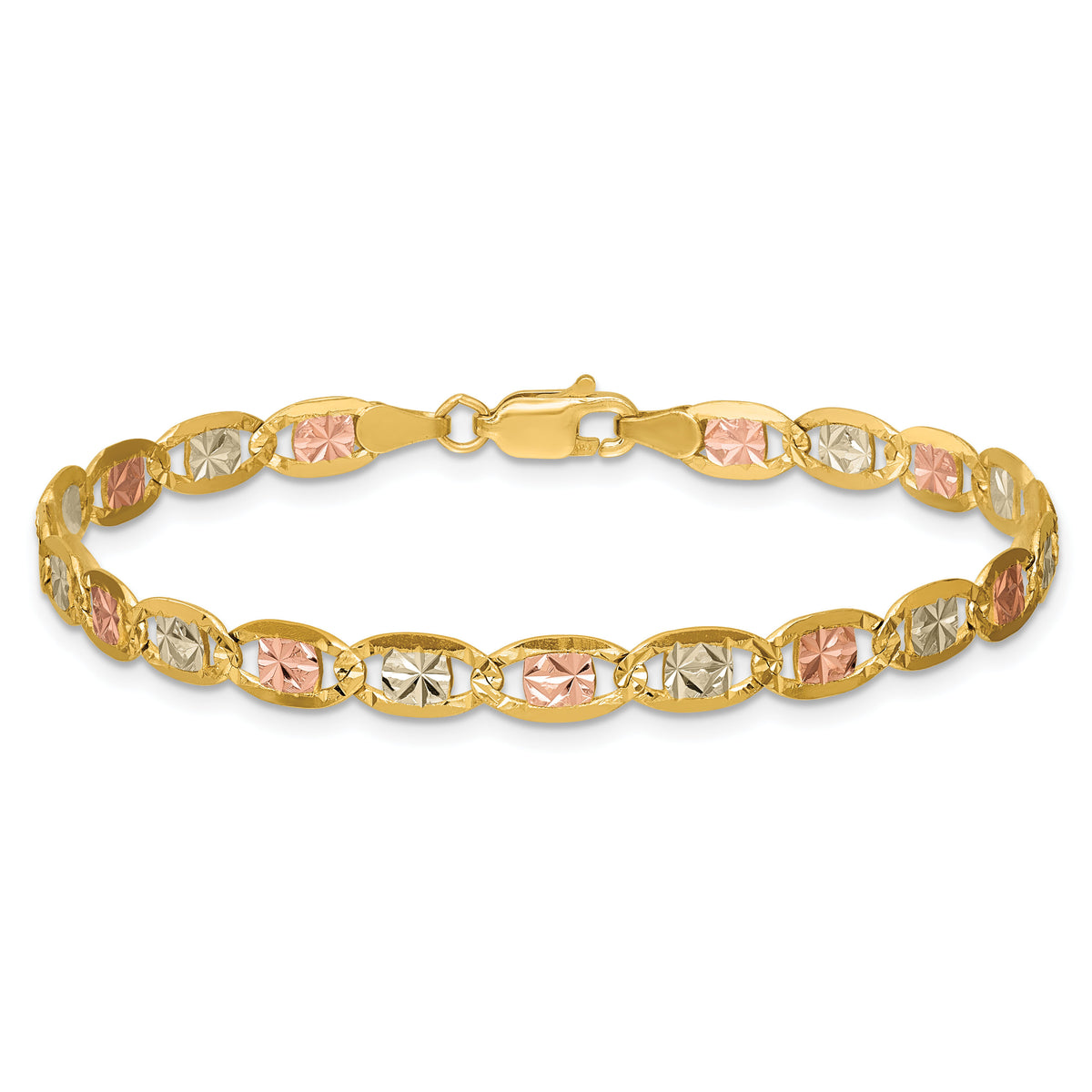 14k 4.65mm Tri-color Gold PavÃ© Valentino Chain-PVL100-9