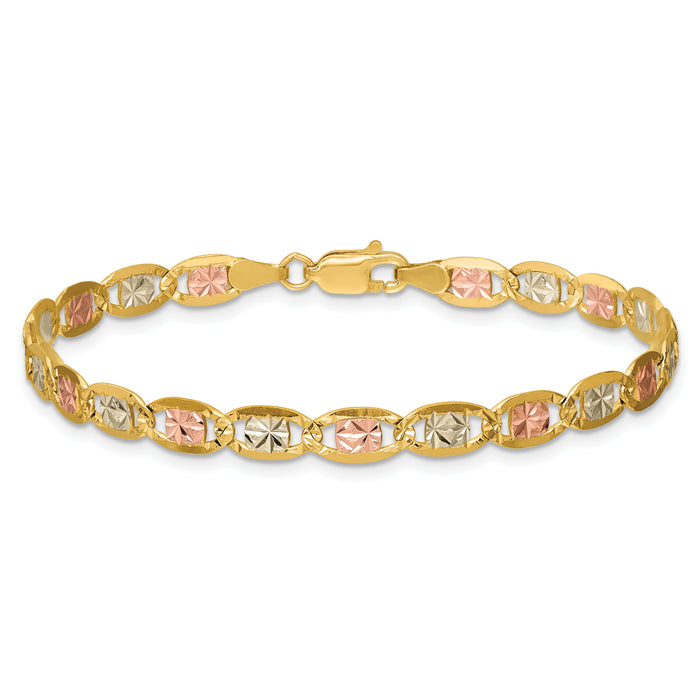 14k 4.65mm Tri-color Gold PavÃ© Valentino Chain-PVL100-9