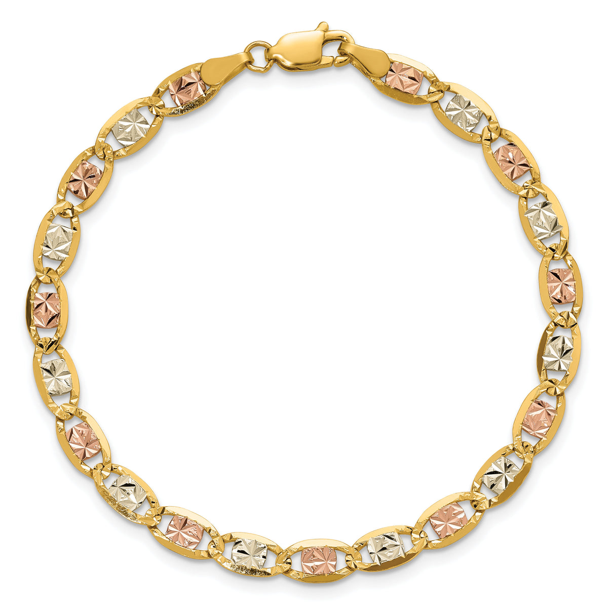14k 4.65mm Tri-color Gold PavÃ© Valentino Chain-PVL100-9
