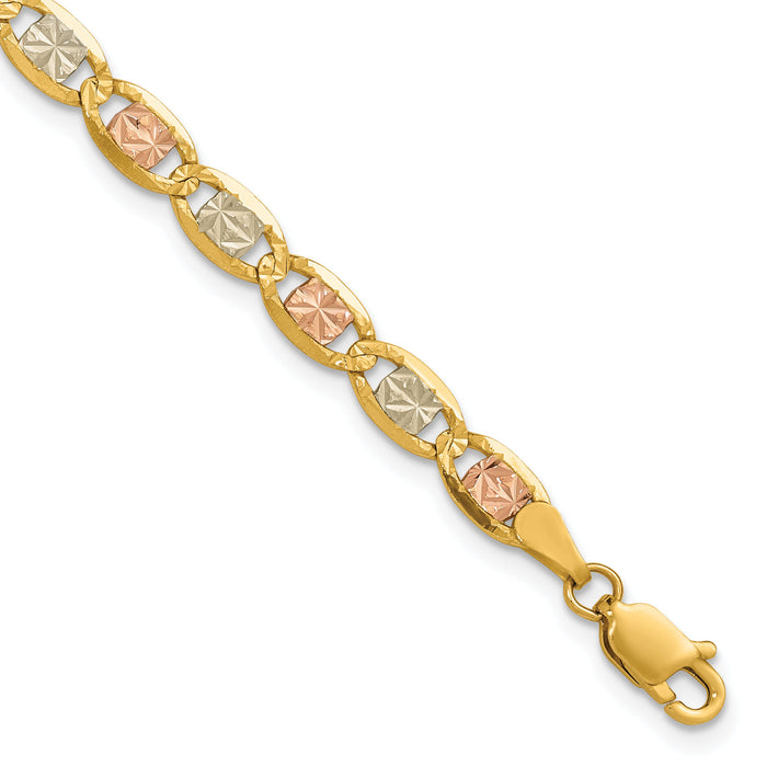 14k 4.65mm Tri-color Gold PavÃ© Valentino Chain-PVL100-7
