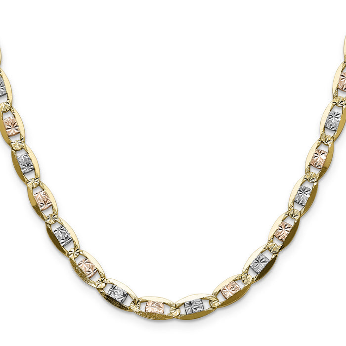 14k 6.1mm Tri-color Gold PavÃ© Valentino Chain-PVL120-16
