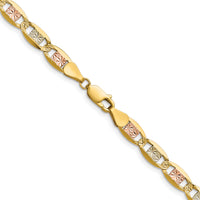 14k 6.1mm Tri-color Gold PavÃ© Valentino Chain-PVL120-16