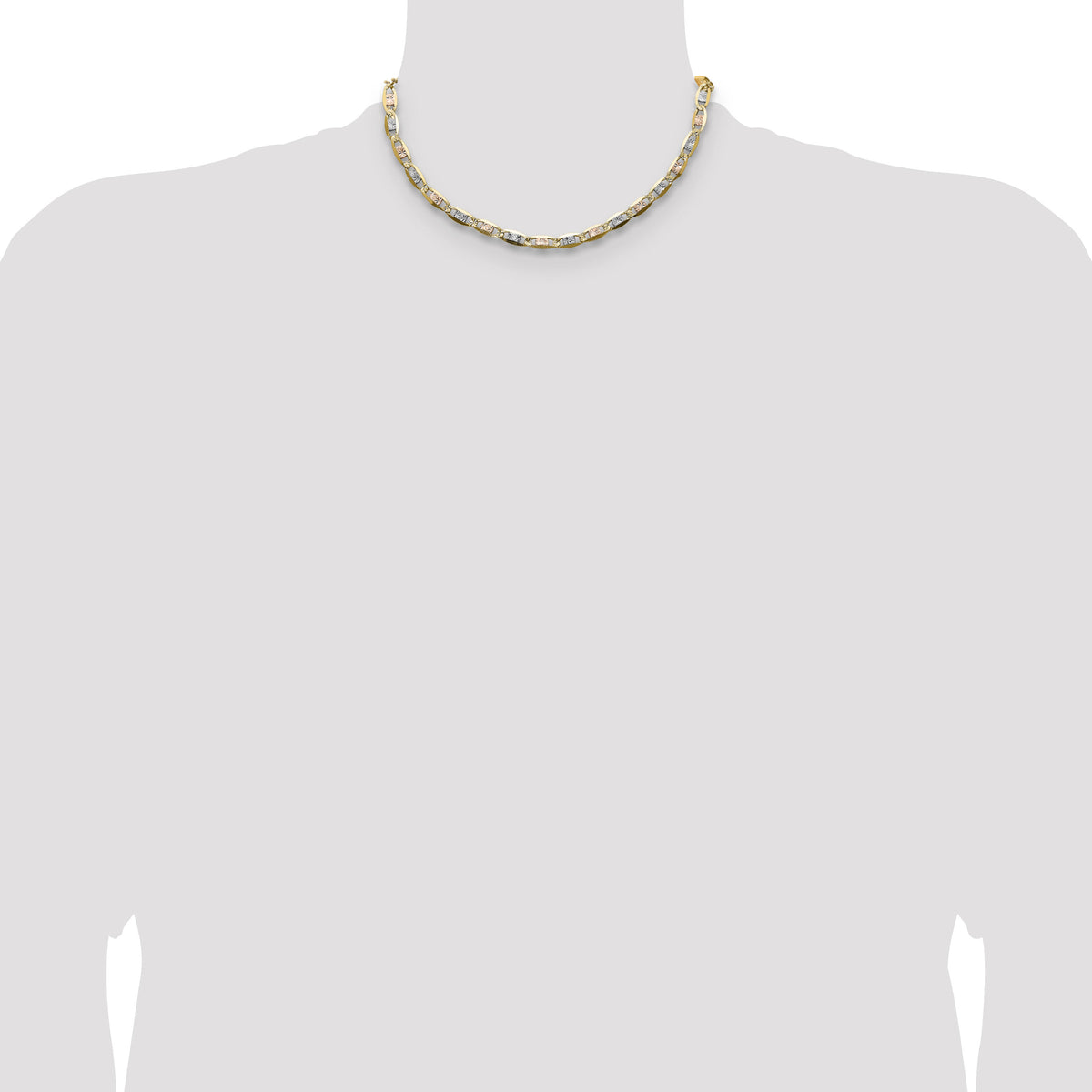 14k 6.1mm Tri-color Gold PavÃ© Valentino Chain-PVL120-16