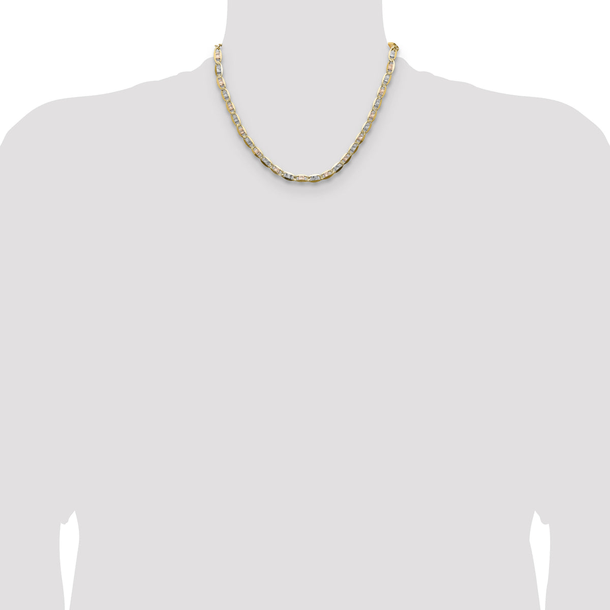 14k 6.1mm Tri-color Gold PavÃ© Valentino Chain-PVL120-18