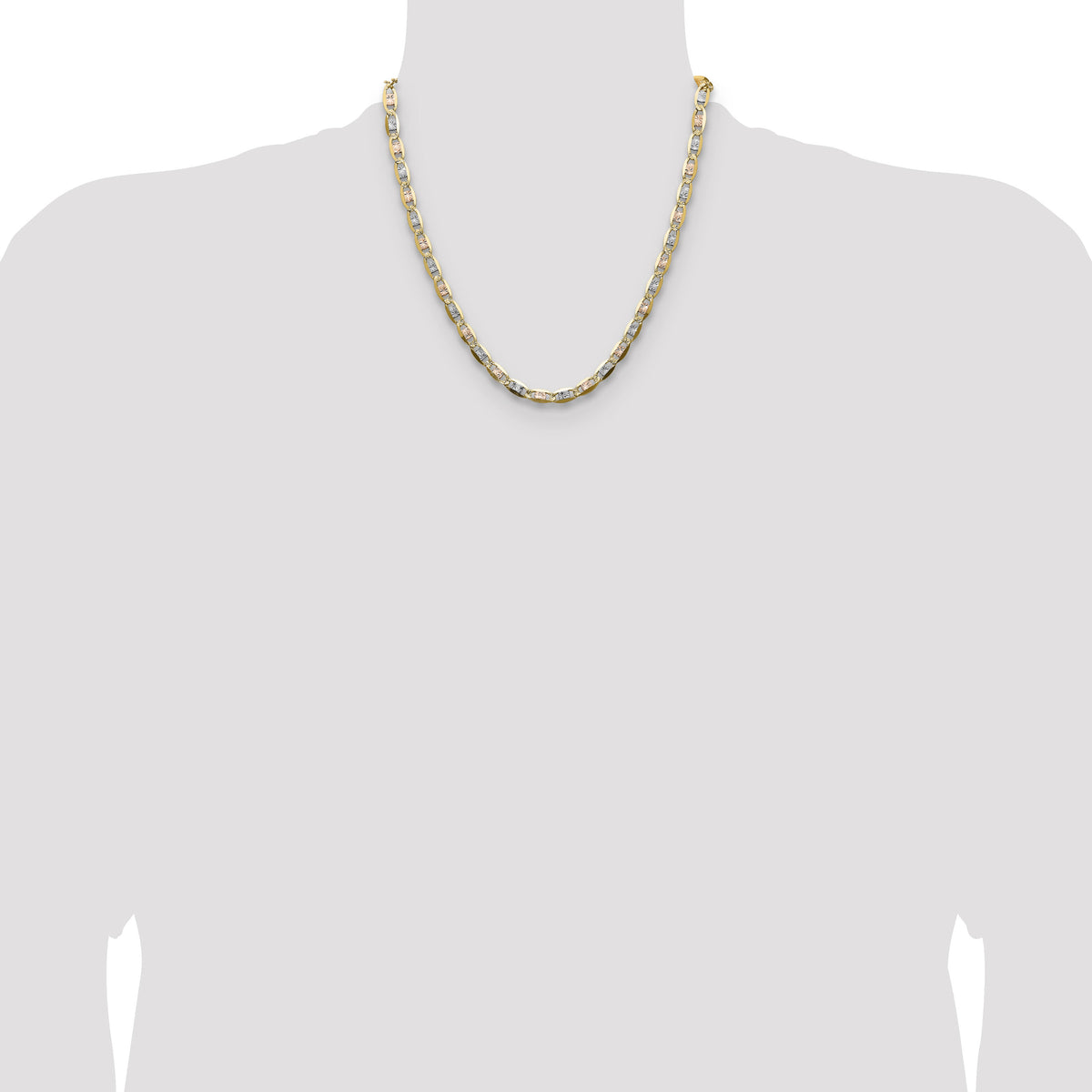 14k 6.1mm Tri-color Gold PavÃ© Valentino Chain-PVL120-20