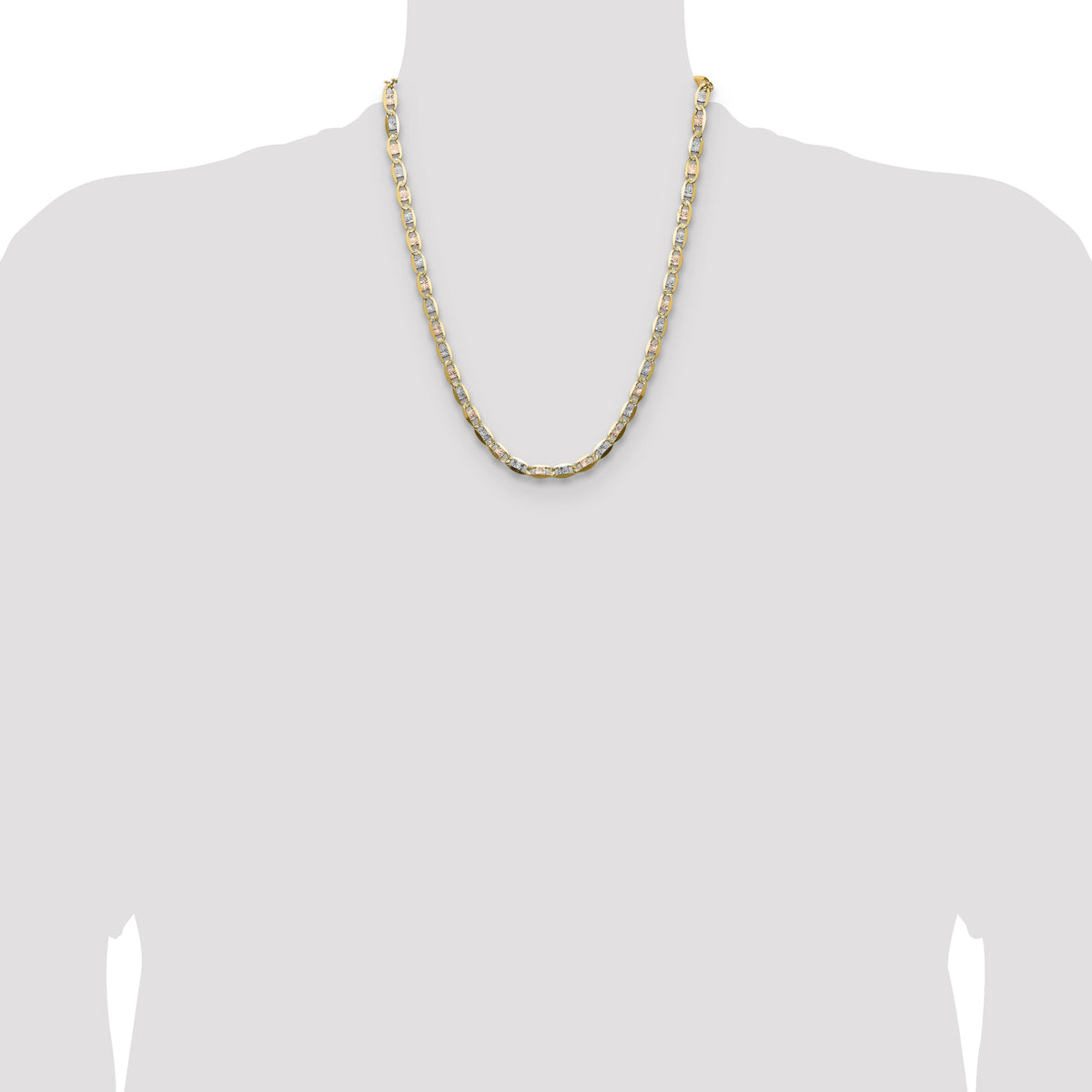 14k 6.1mm Tri-color Gold PavÃ© Valentino Chain-PVL120-22