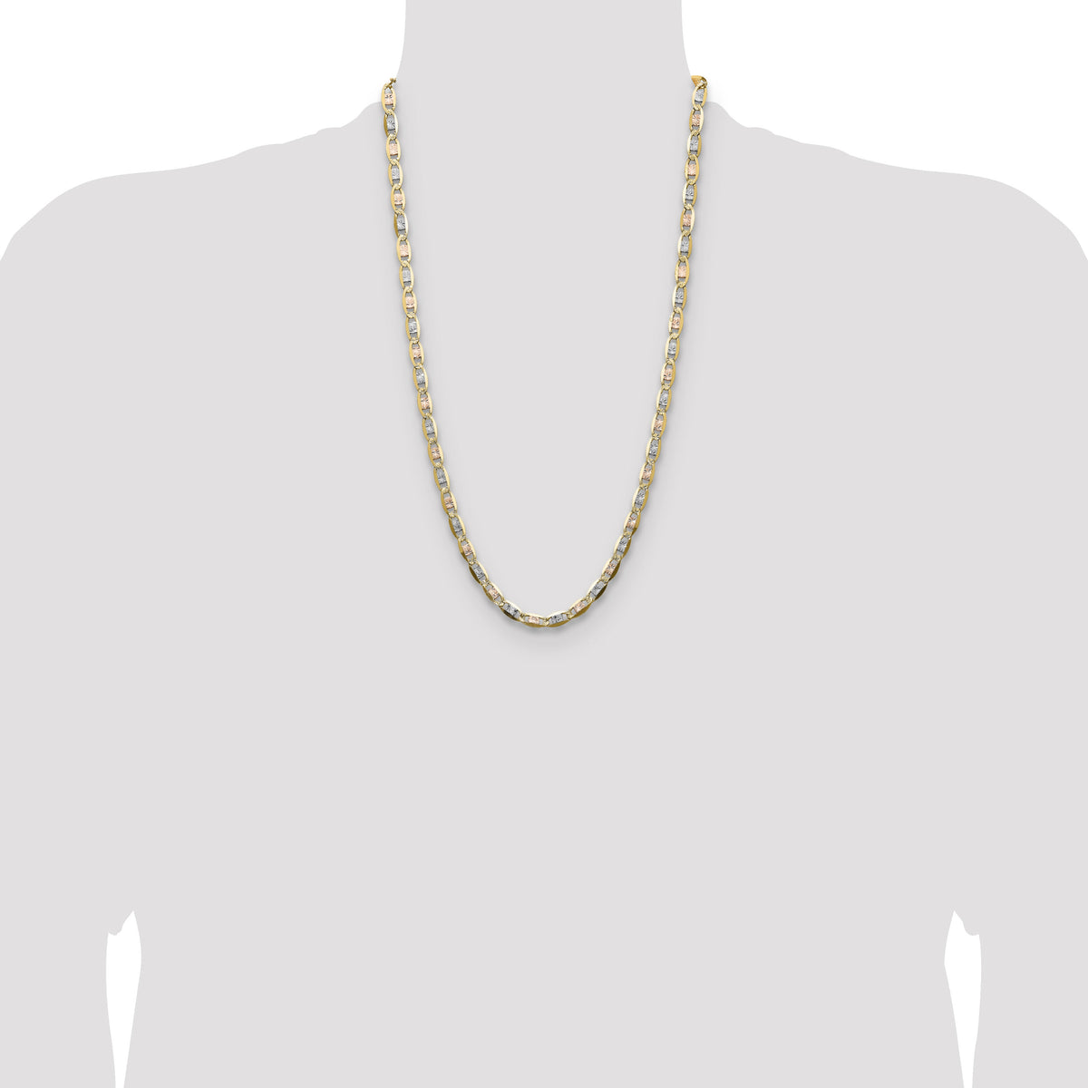 14k 6.1mm Tri-color Gold PavÃ© Valentino Chain-PVL120-26