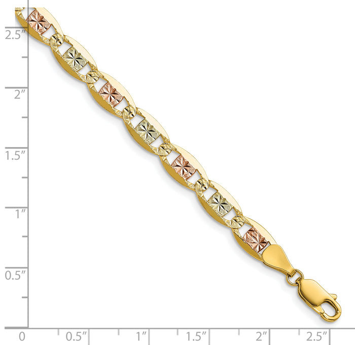 14k 6.1mm Tri-color Gold PavÃ© Valentino Chain-PVL120-7
