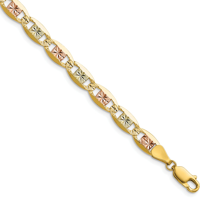 14k 6.1mm Tri-color Gold PavÃ© Valentino Chain-PVL120-7