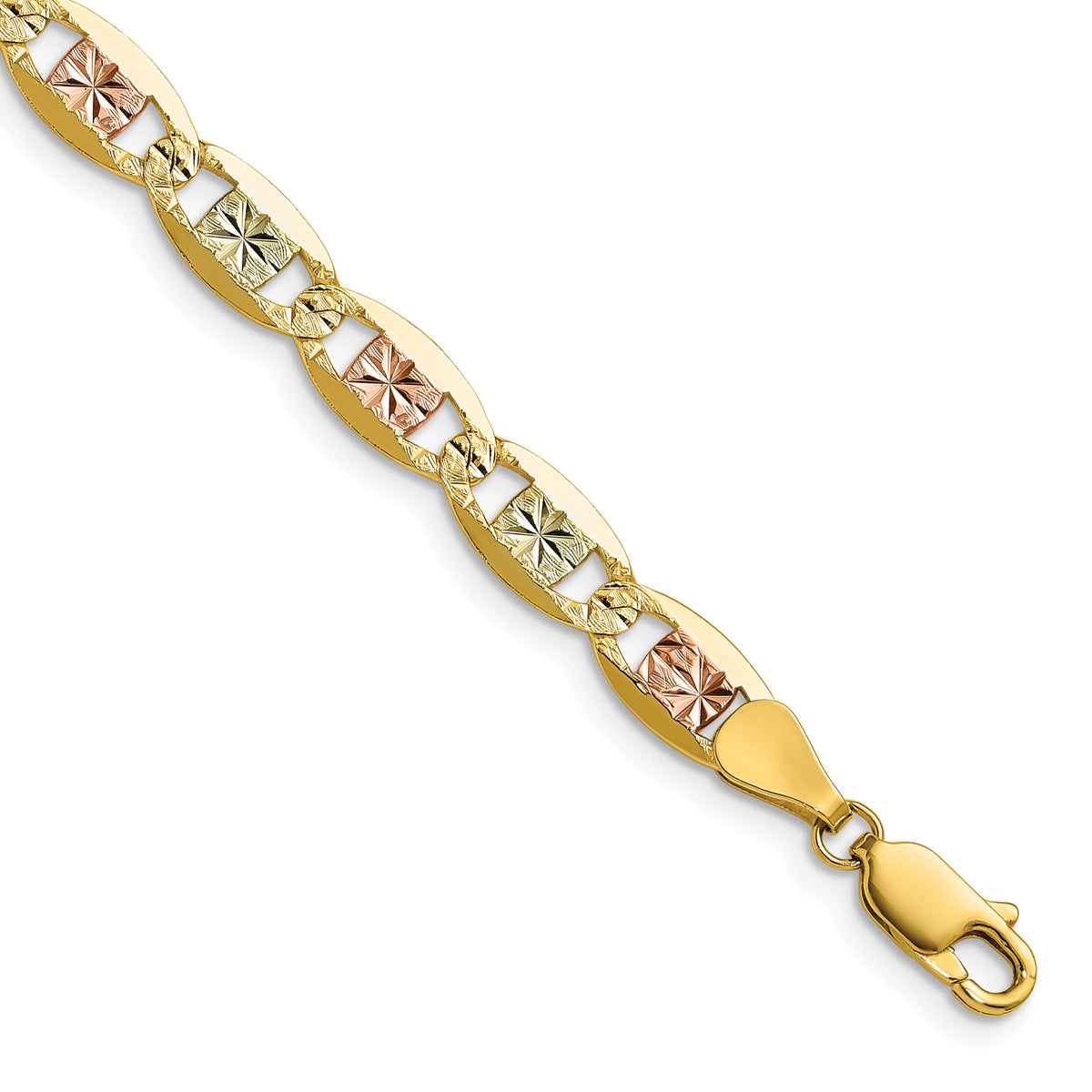 14k 6.1mm Tri-color Gold PavÃ© Valentino Chain-PVL120-16