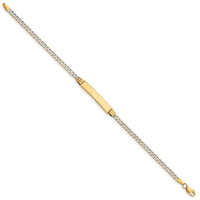 14k with Rhodium PavÃ© Curb ID Bracelet-PW080ID-7