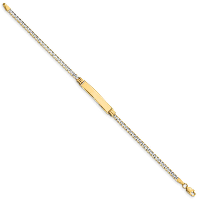 14k with Rhodium PavÃ© Curb ID Bracelet-PW080ID-7