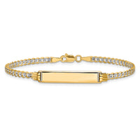 14k with Rhodium PavÃ© Curb ID Bracelet-PW080ID-8
