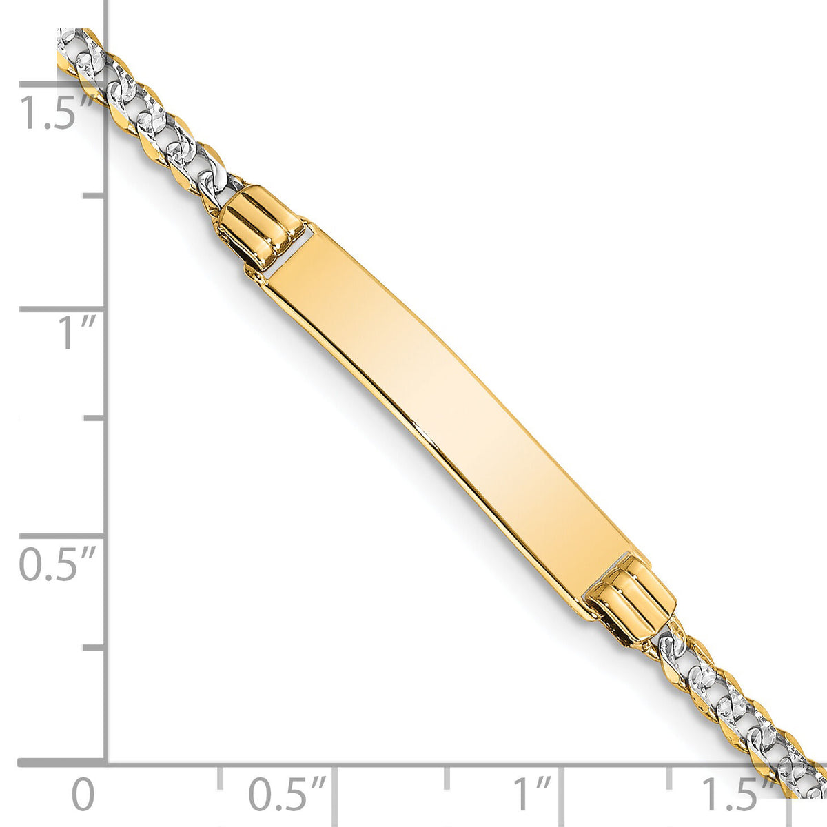 14k with Rhodium PavÃ© Curb ID Bracelet-PW080ID-7