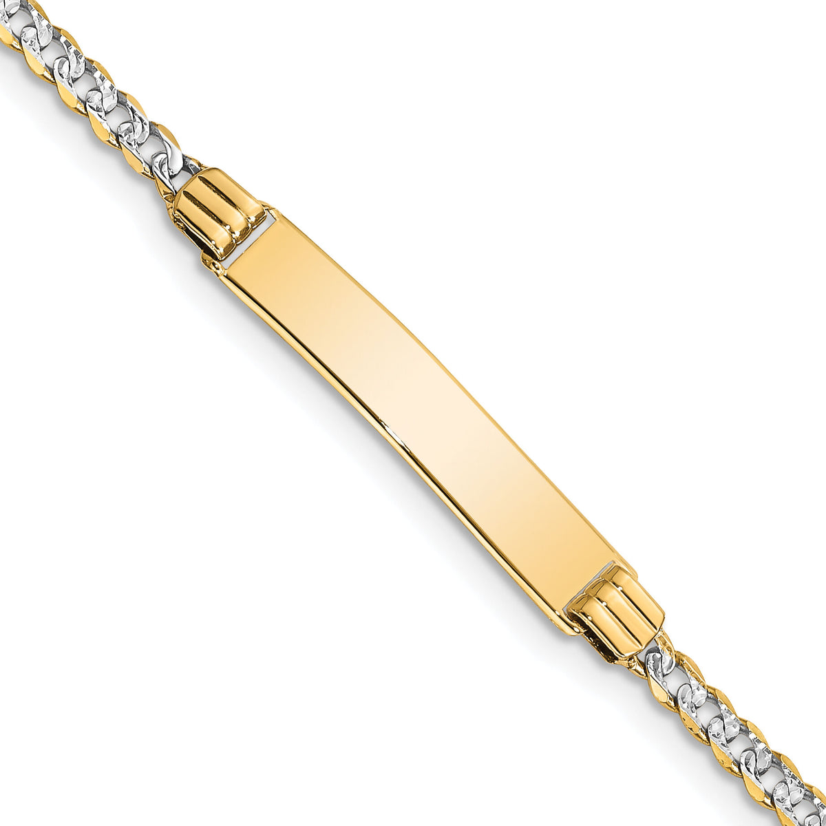 14k with Rhodium PavÃ© Curb ID Bracelet-PW080ID-7