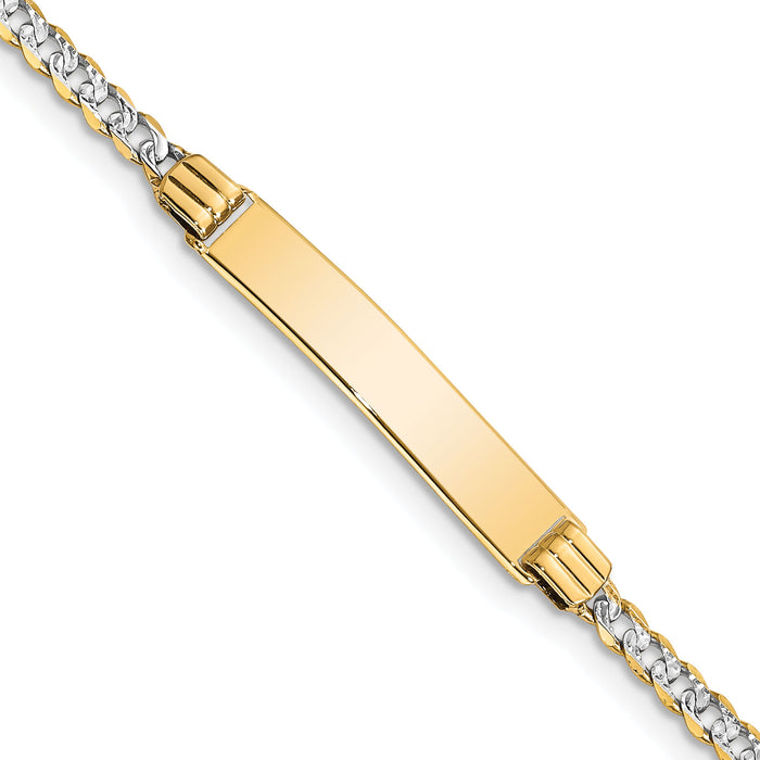 14k with Rhodium PavÃ© Curb ID Bracelet-PW080ID-8