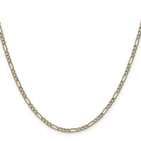 14k 2.3mm Semi-solid with Rhodium PavÃ© Figaro Chain-PWC060-22