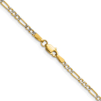 14k 2.3mm Semi-solid with Rhodium PavÃ© Figaro Chain-PWC060-22