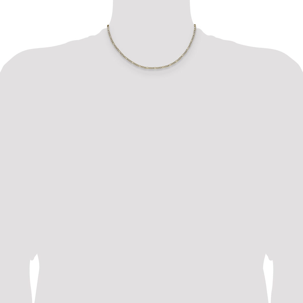 14k 2.3mm Semi-solid with Rhodium PavÃ© Figaro Chain-PWC060-16