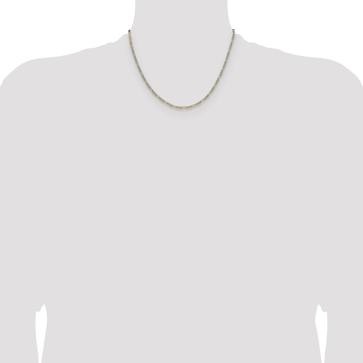 14k 2.3mm Semi-solid with Rhodium PavÃ© Figaro Chain-PWC060-18