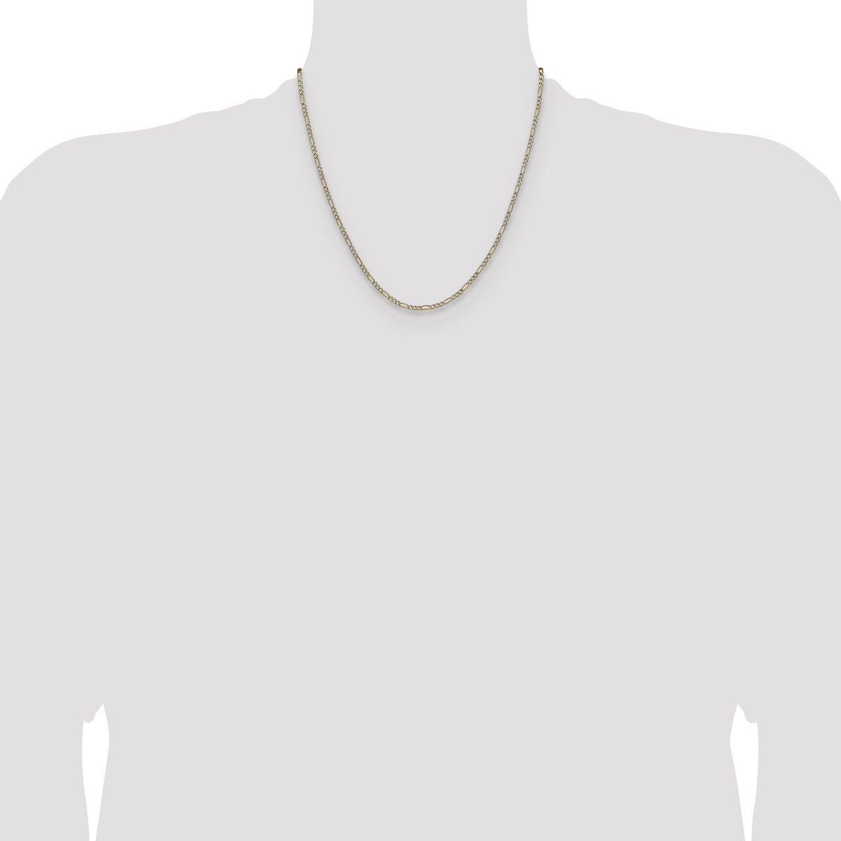 14k 2.3mm Semi-solid with Rhodium PavÃ© Figaro Chain-PWC060-20