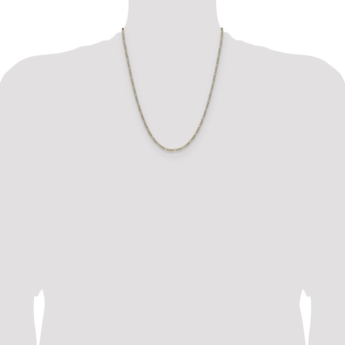 14k 2.3mm Semi-solid with Rhodium PavÃ© Figaro Chain-PWC060-22