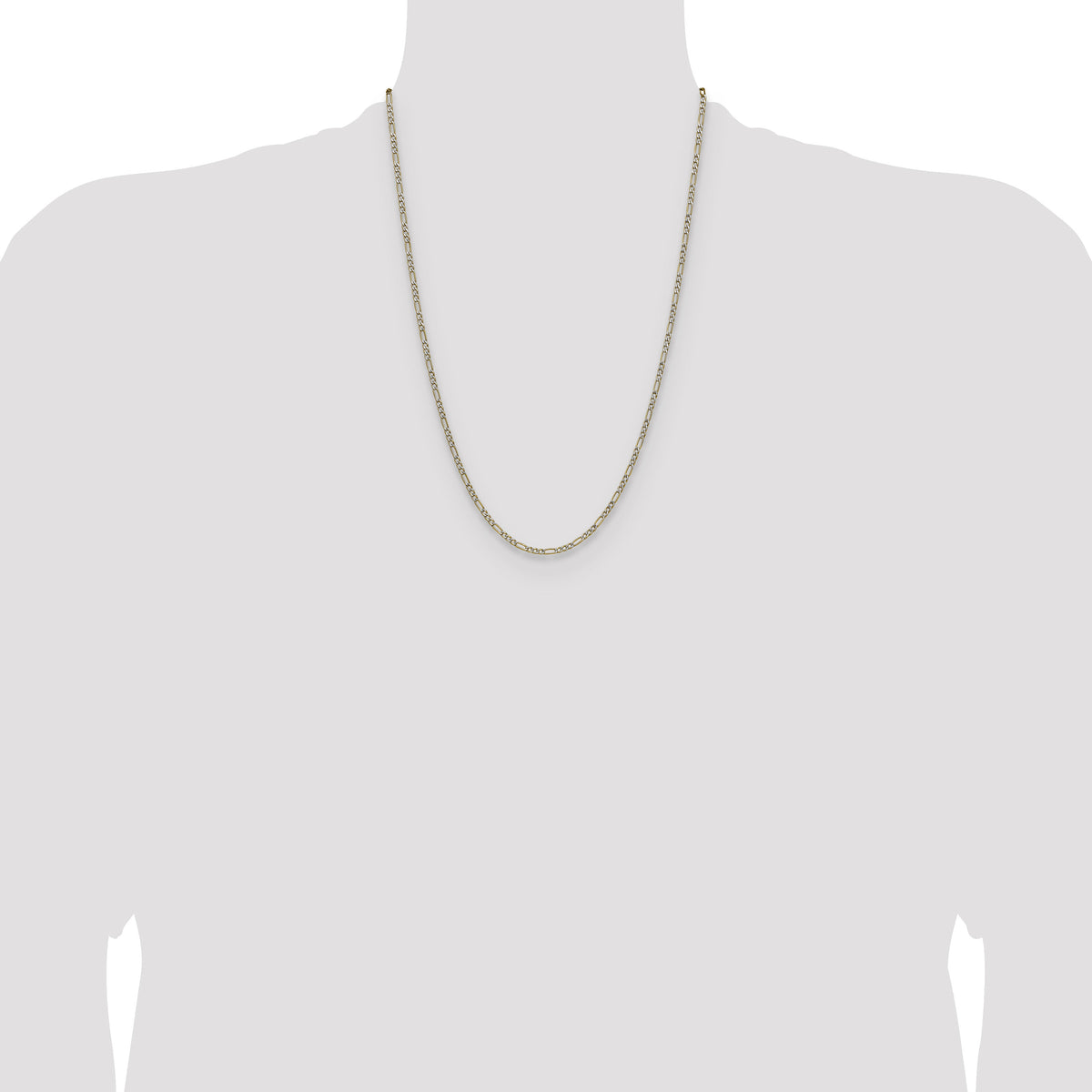 14k 2.3mm Semi-solid with Rhodium PavÃ© Figaro Chain-PWC060-24