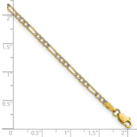 14k 2.3mm Semi-solid with Rhodium PavÃ© Figaro Chain-PWC060-7
