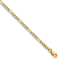 14k 2.3mm Semi-solid with Rhodium PavÃ© Figaro Chain-PWC060-20
