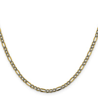 14k 3.2mm Semi-solid with Rhodium PavÃ© Figaro Chain-PWC080-24