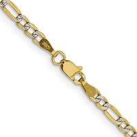 14k 3.2mm Semi-solid with Rhodium PavÃ© Figaro Chain-PWC080-24