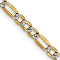 14k 3.2mm Semi-solid with Rhodium PavÃ© Figaro Chain-PWC080-20