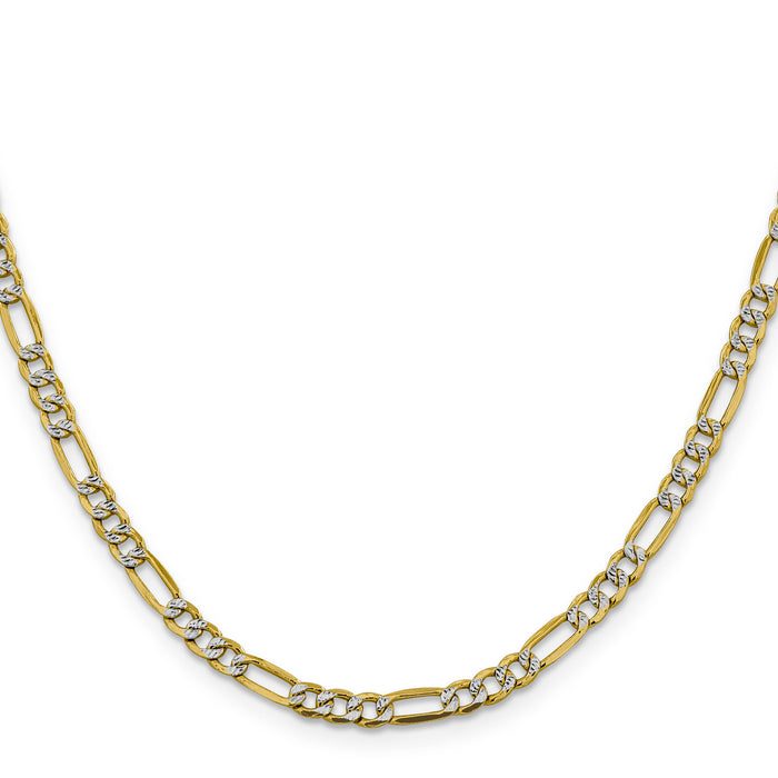 14k 3.9mm Semi-solid with Rhodium PavÃ© Figaro Chain-PWC100-18