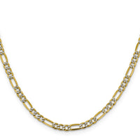 14k 3.9mm Semi-solid with Rhodium PavÃ© Figaro Chain-PWC100-20