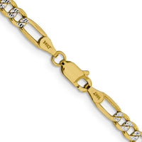 14k 3.9mm Semi-solid with Rhodium PavÃ© Figaro Chain-PWC100-18