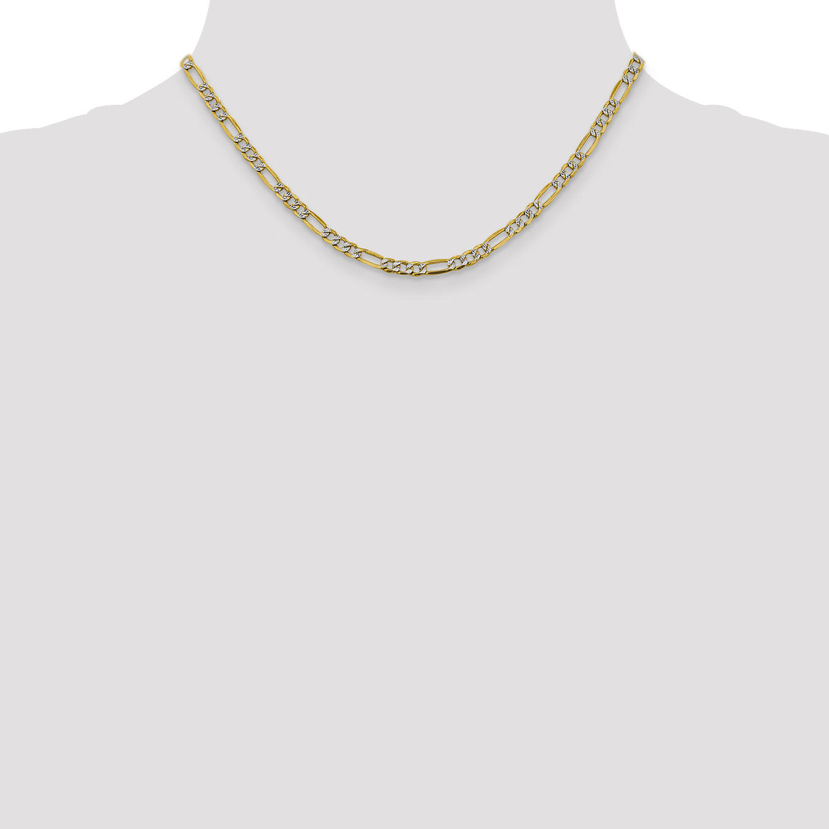 14k 3.9mm Semi-solid with Rhodium PavÃ© Figaro Chain-PWC100-16