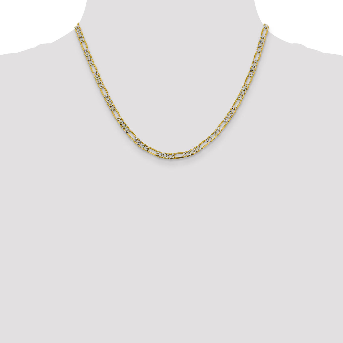 14k 3.9mm Semi-solid with Rhodium PavÃ© Figaro Chain-PWC100-18