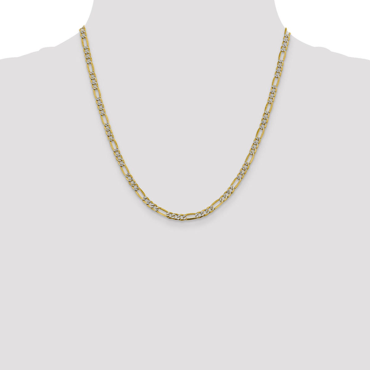 14k 3.9mm Semi-solid with Rhodium PavÃ© Figaro Chain-PWC100-20