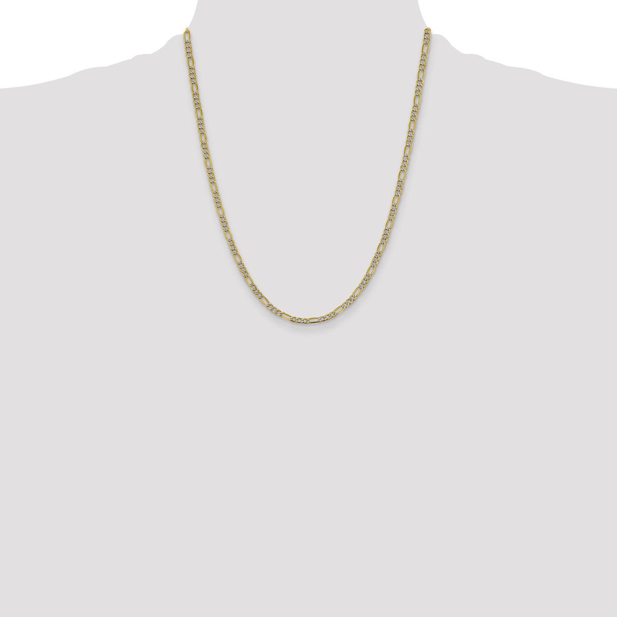 14k 3.9mm Semi-solid with Rhodium PavÃ© Figaro Chain-PWC100-22