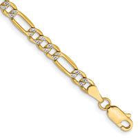 14k 3.9mm Semi-solid with Rhodium PavÃ© Figaro Chain-PWC100-8