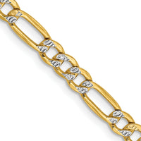 14k 3.9mm Semi-solid with Rhodium PavÃ© Figaro Chain-PWC100-24