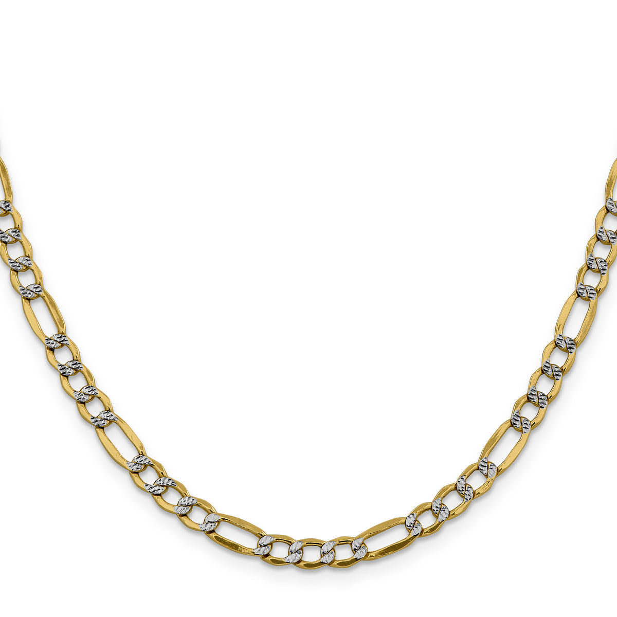 14k 5.25mm Semi-solid with Rhodium PavÃ© Figaro Chain-PWC120-16