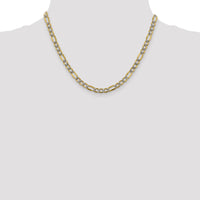 14k 5.25mm Semi-solid with Rhodium PavÃ© Figaro Chain-PWC120-18