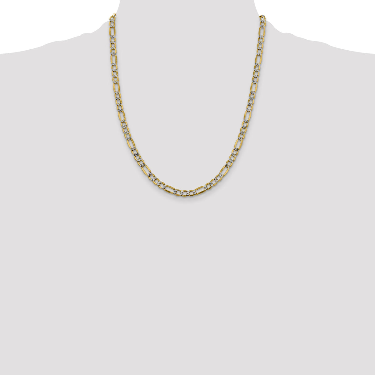 14k 5.25mm Semi-solid with Rhodium PavÃ© Figaro Chain-PWC120-22