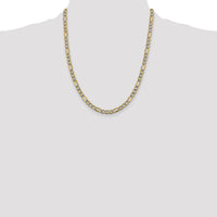 14k 5.25mm Semi-solid with Rhodium PavÃ© Figaro Chain-PWC120-22
