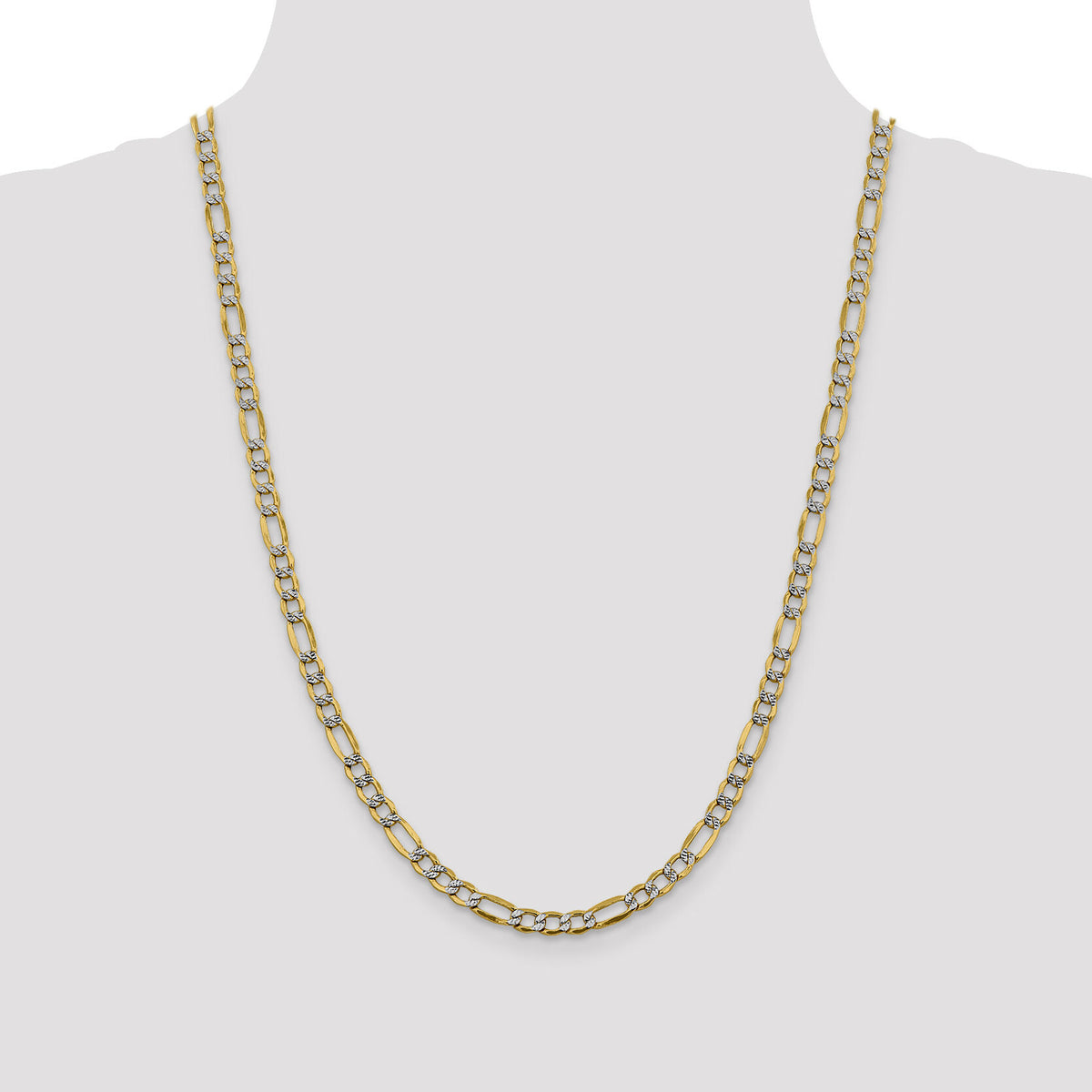 14k 5.25mm Semi-solid with Rhodium PavÃ© Figaro Chain-PWC120-24