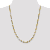 14k 5.25mm Semi-solid with Rhodium PavÃ© Figaro Chain-PWC120-24